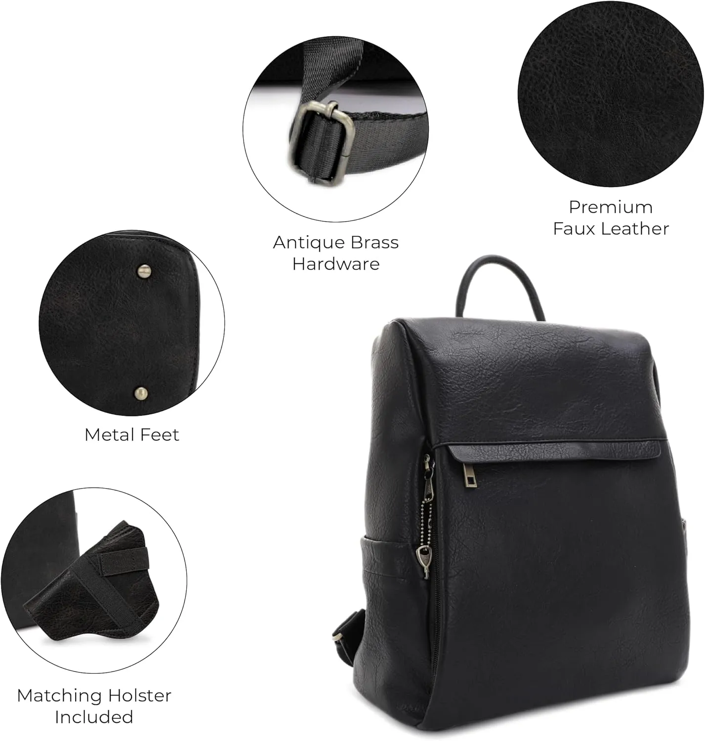 JESSIE & JAMES Sierra Concealed Carry Lock and Key Backpack Purse - Black