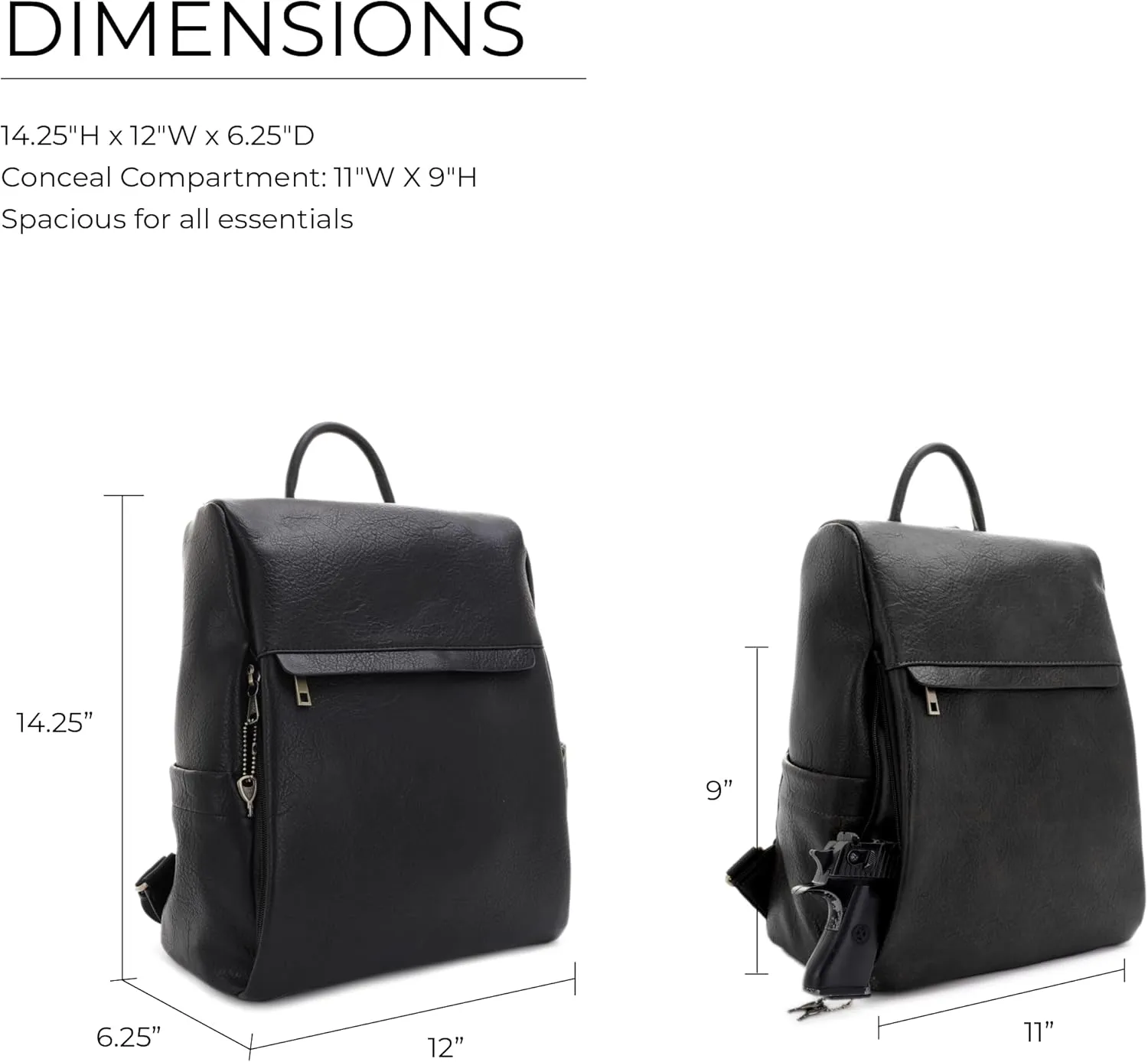 JESSIE & JAMES Sierra Concealed Carry Lock and Key Backpack Purse - Black