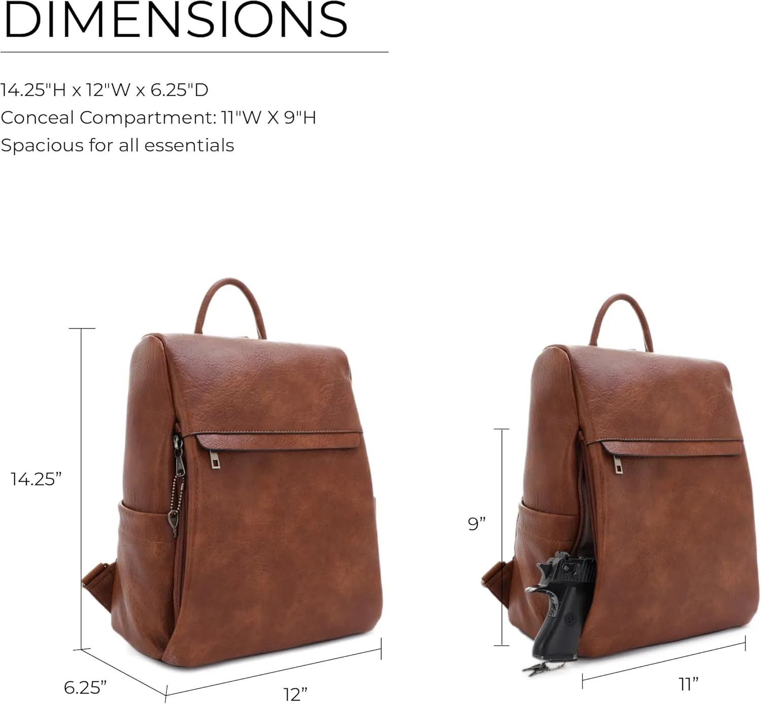 JESSIE & JAMES Sierra Concealed Carry Lock and Key Backpack Purse - Brown