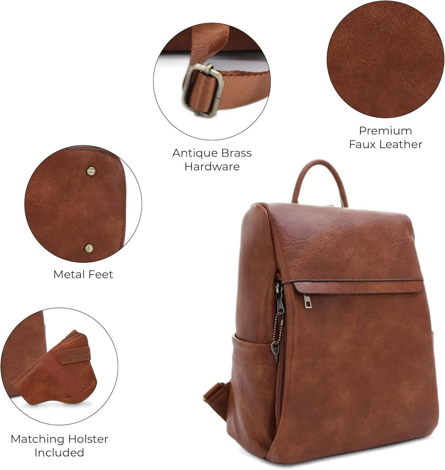 JESSIE & JAMES Sierra Concealed Carry Lock and Key Backpack Purse - Brown
