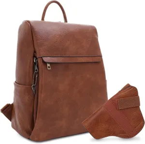 JESSIE & JAMES Sierra Concealed Carry Lock and Key Backpack Purse - Brown