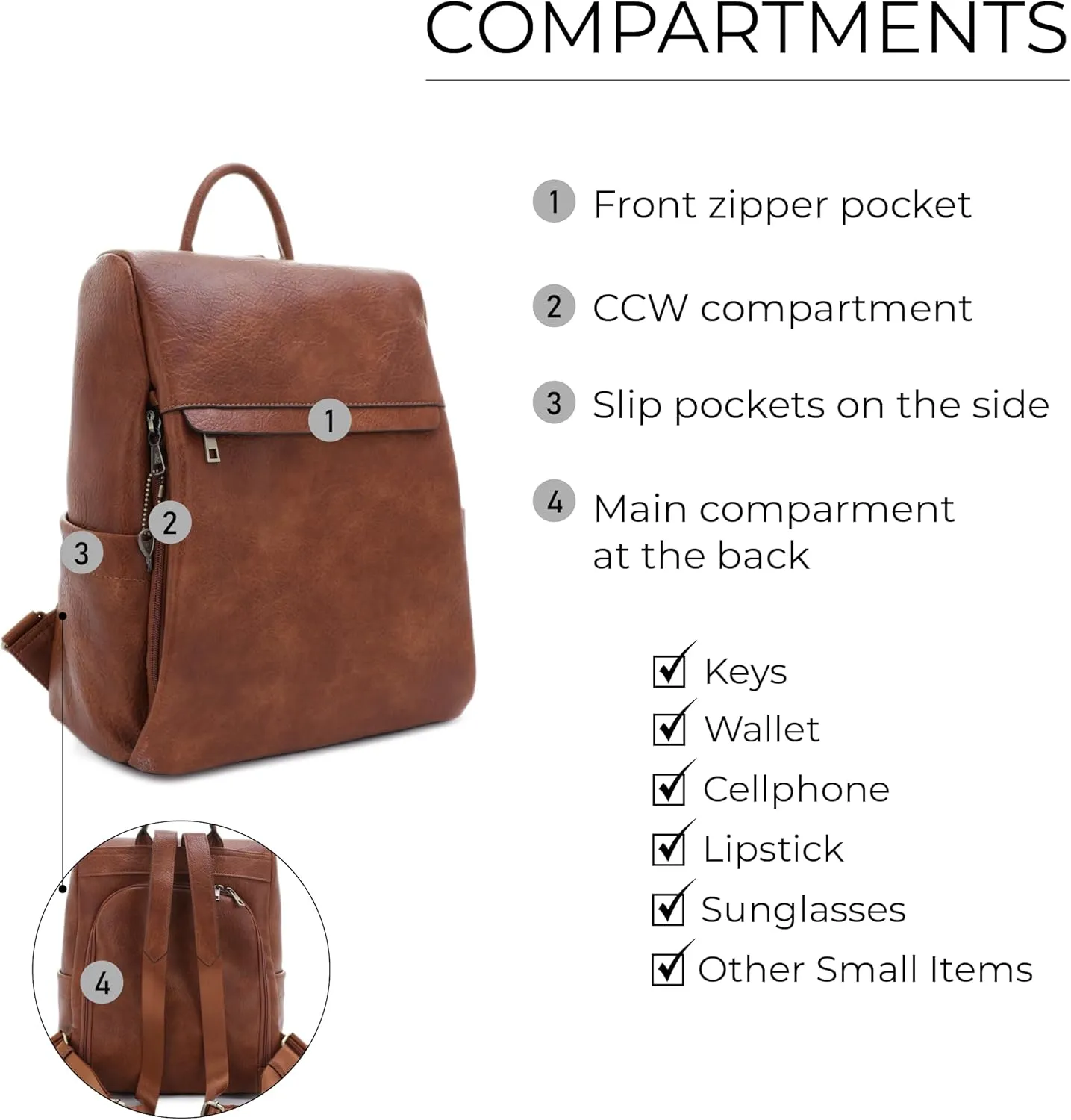 JESSIE & JAMES Sierra Concealed Carry Lock and Key Backpack Purse - Brown