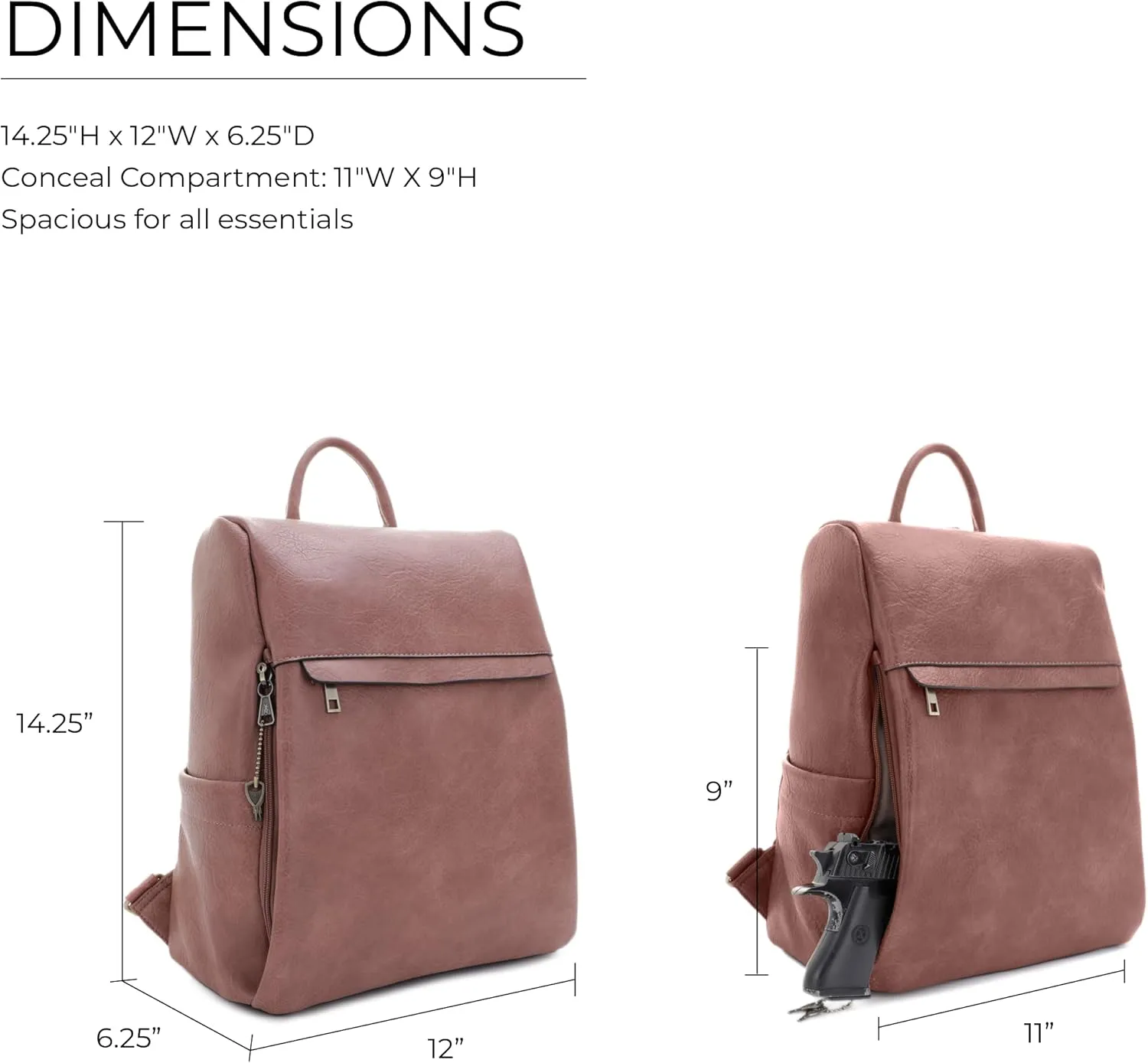 JESSIE & JAMES Sierra Concealed Carry Lock and Key Backpack Purse - Mauve