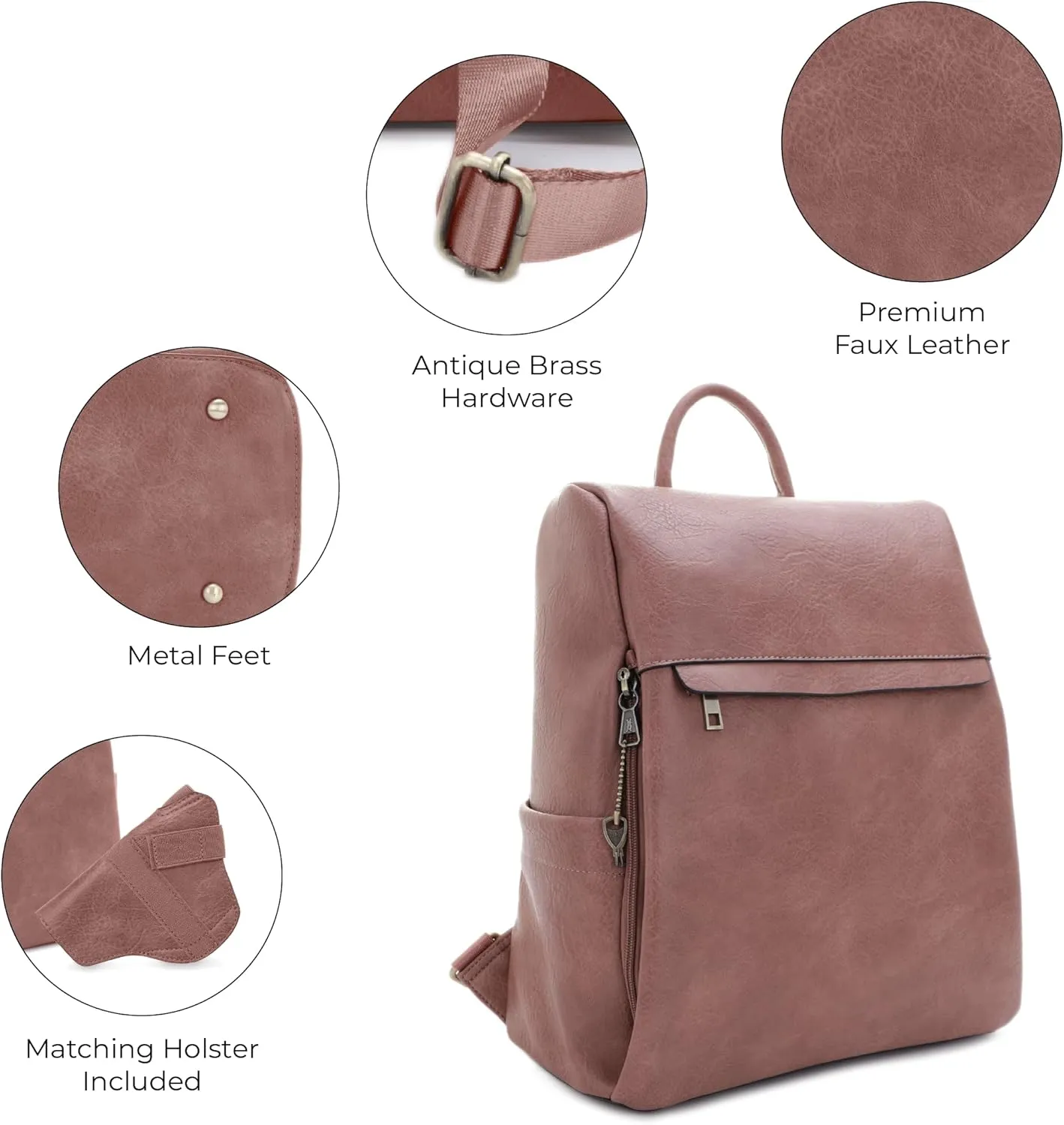 JESSIE & JAMES Sierra Concealed Carry Lock and Key Backpack Purse - Mauve