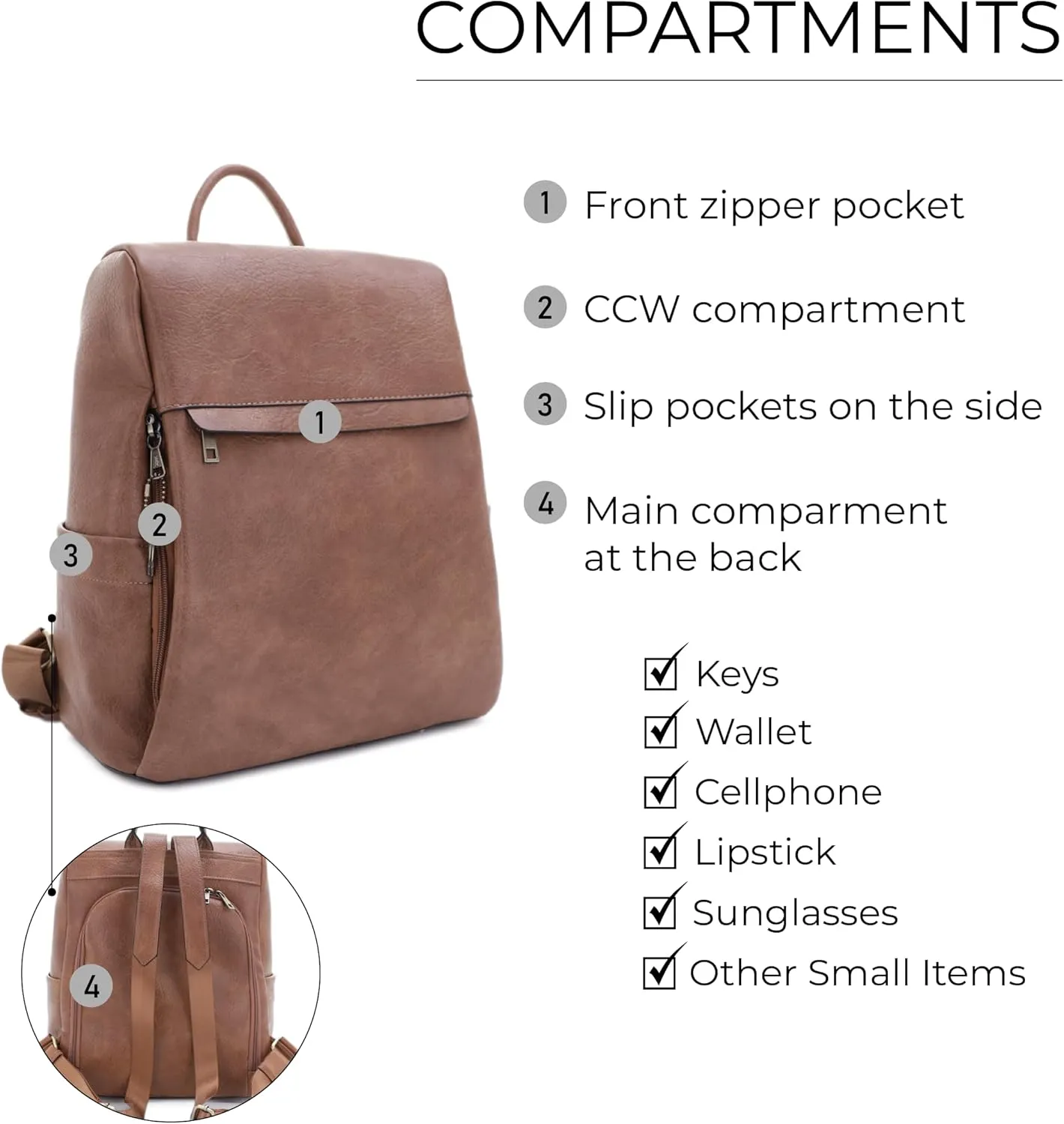 JESSIE & JAMES Sierra Concealed Carry Lock and Key Backpack Purse - Tan
