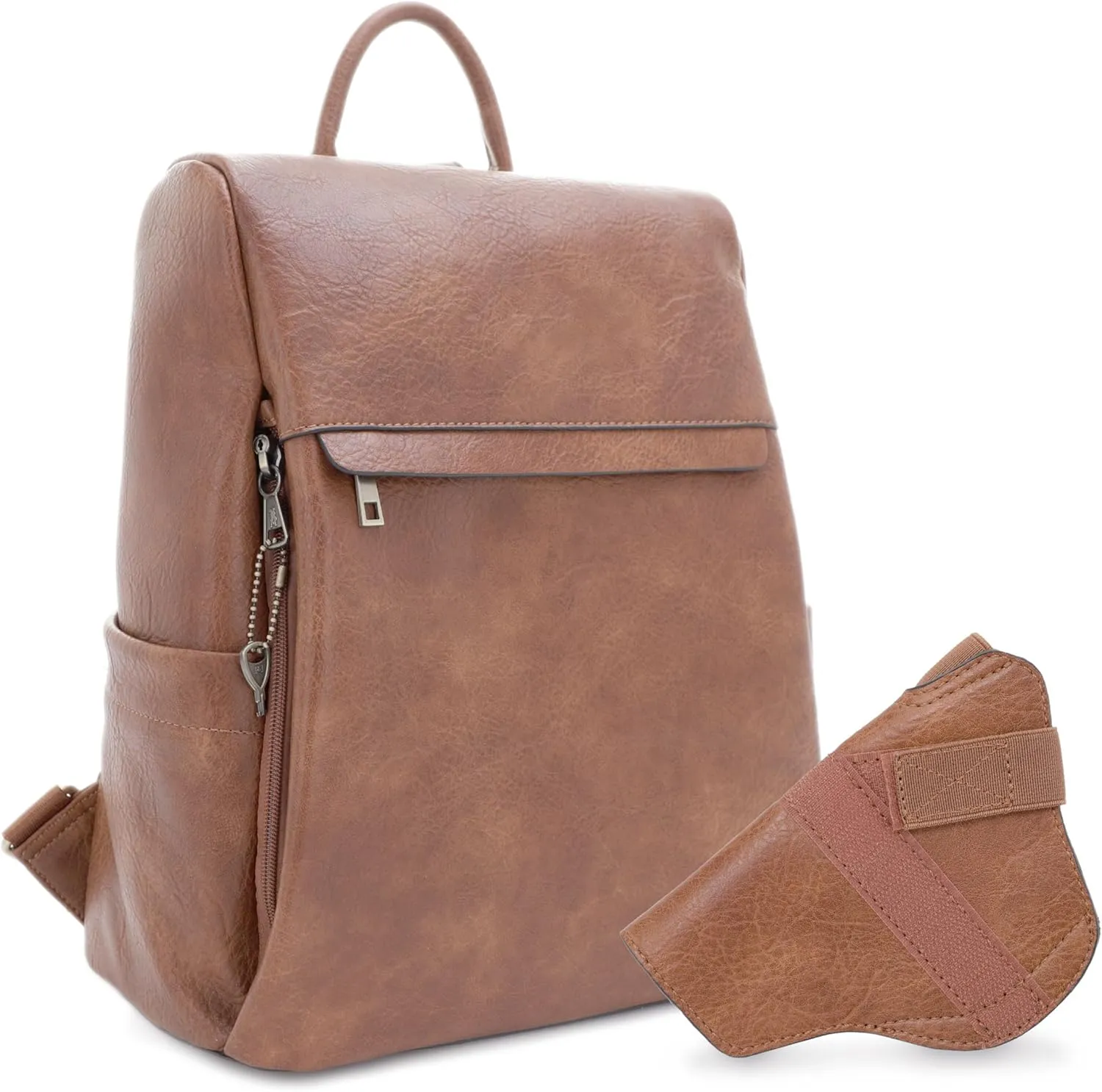 JESSIE & JAMES Sierra Concealed Carry Lock and Key Backpack Purse - Tan