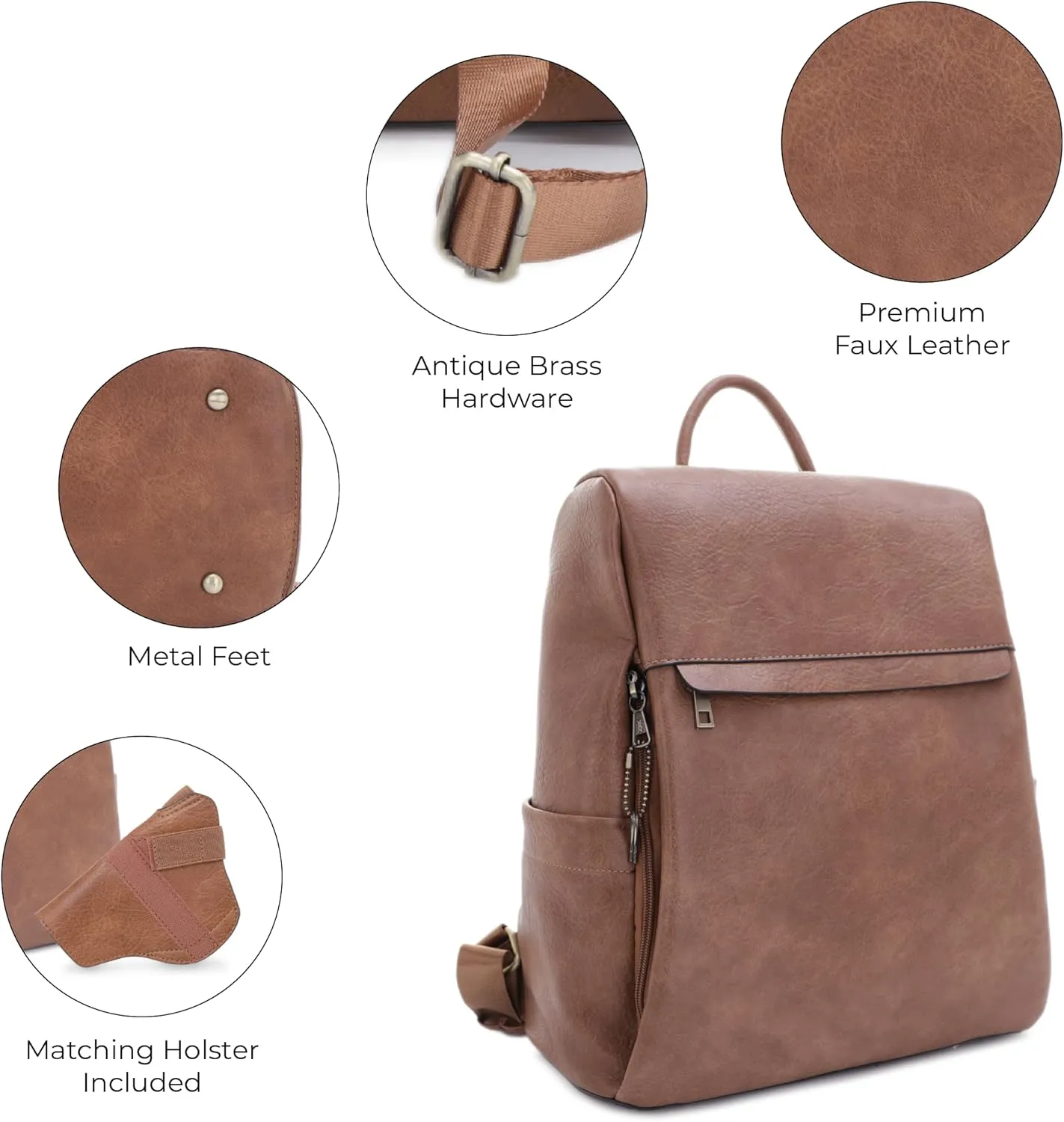 JESSIE & JAMES Sierra Concealed Carry Lock and Key Backpack Purse - Tan