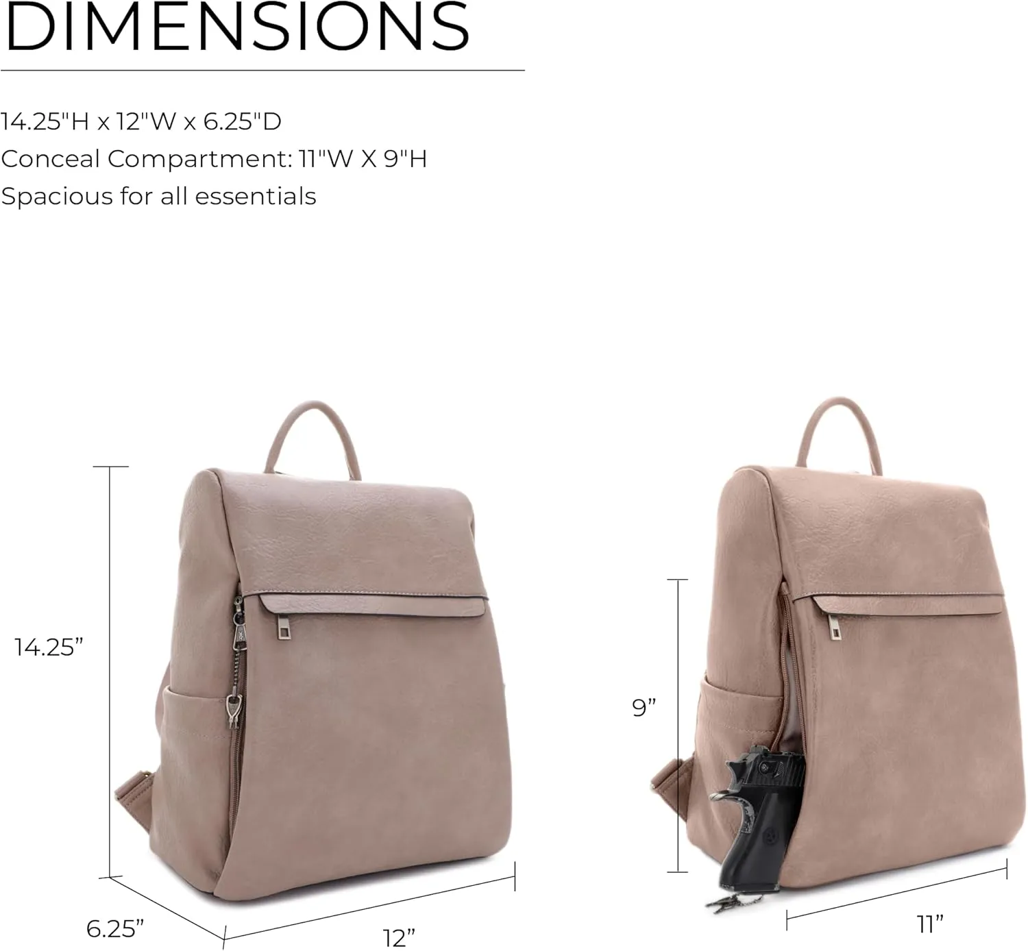 JESSIE & JAMES Sierra Concealed Carry Lock and Key Backpack Purse - Taupe