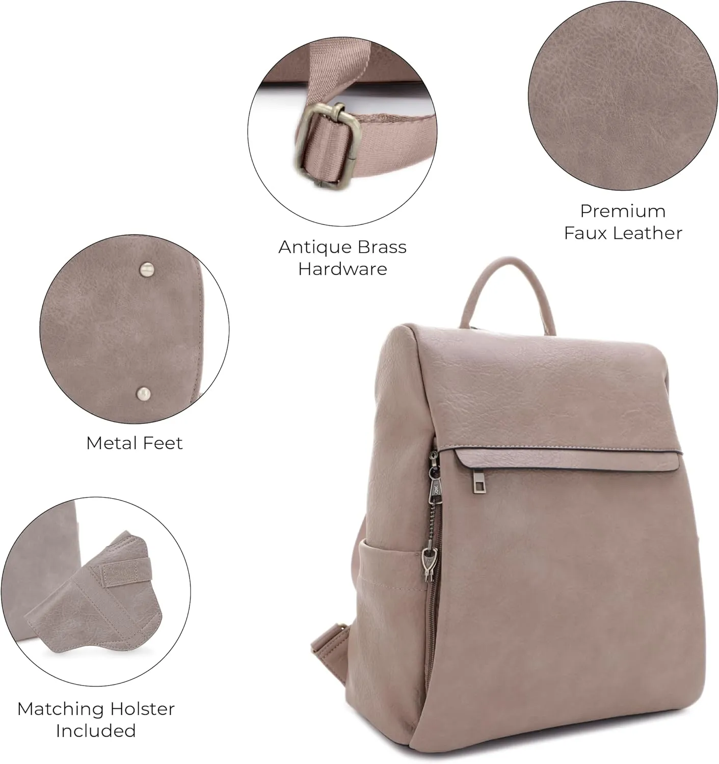 JESSIE & JAMES Sierra Concealed Carry Lock and Key Backpack Purse - Taupe