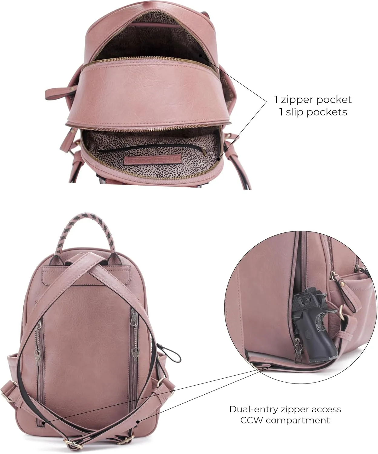 JESSIE & JAMES Women's Large Multi Compartments Fashion Concealed Carry Backpack|MV
