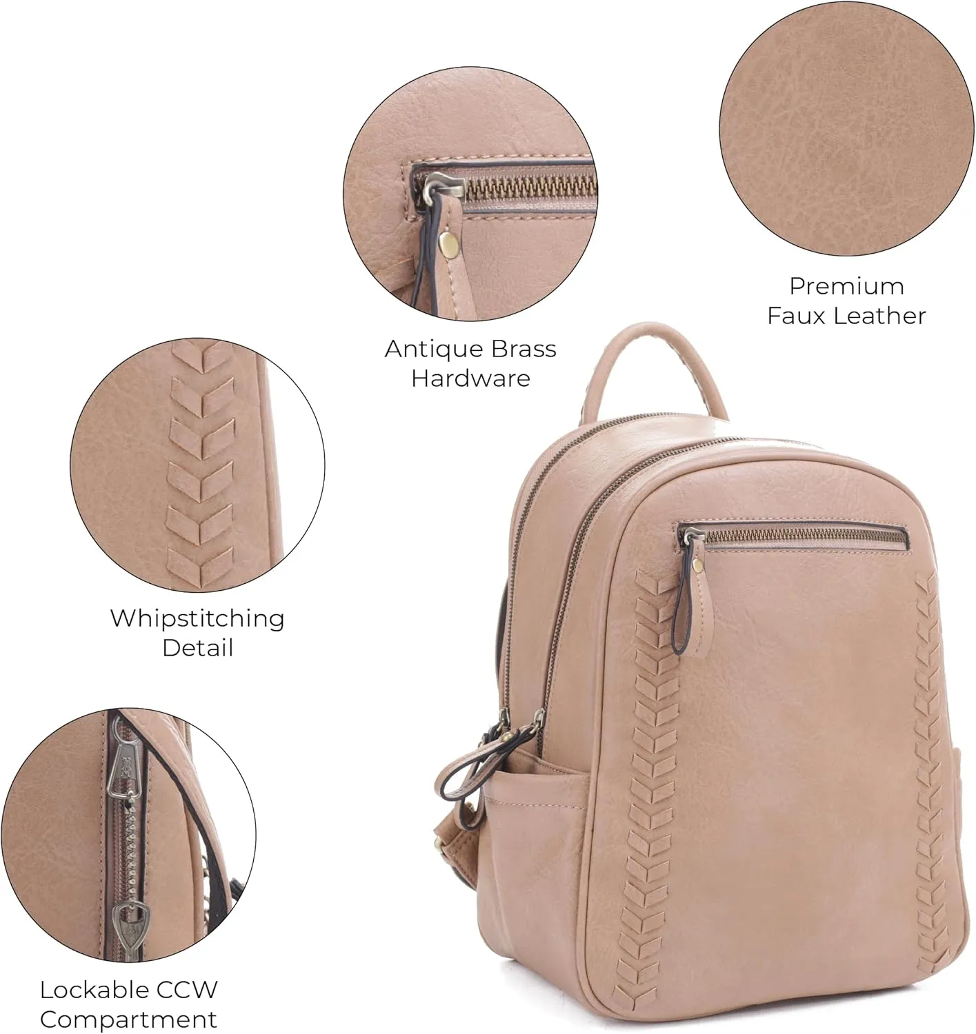 JESSIE & JAMES Women's Large Multi Compartments Fashion Concealed Carry Backpack|TP