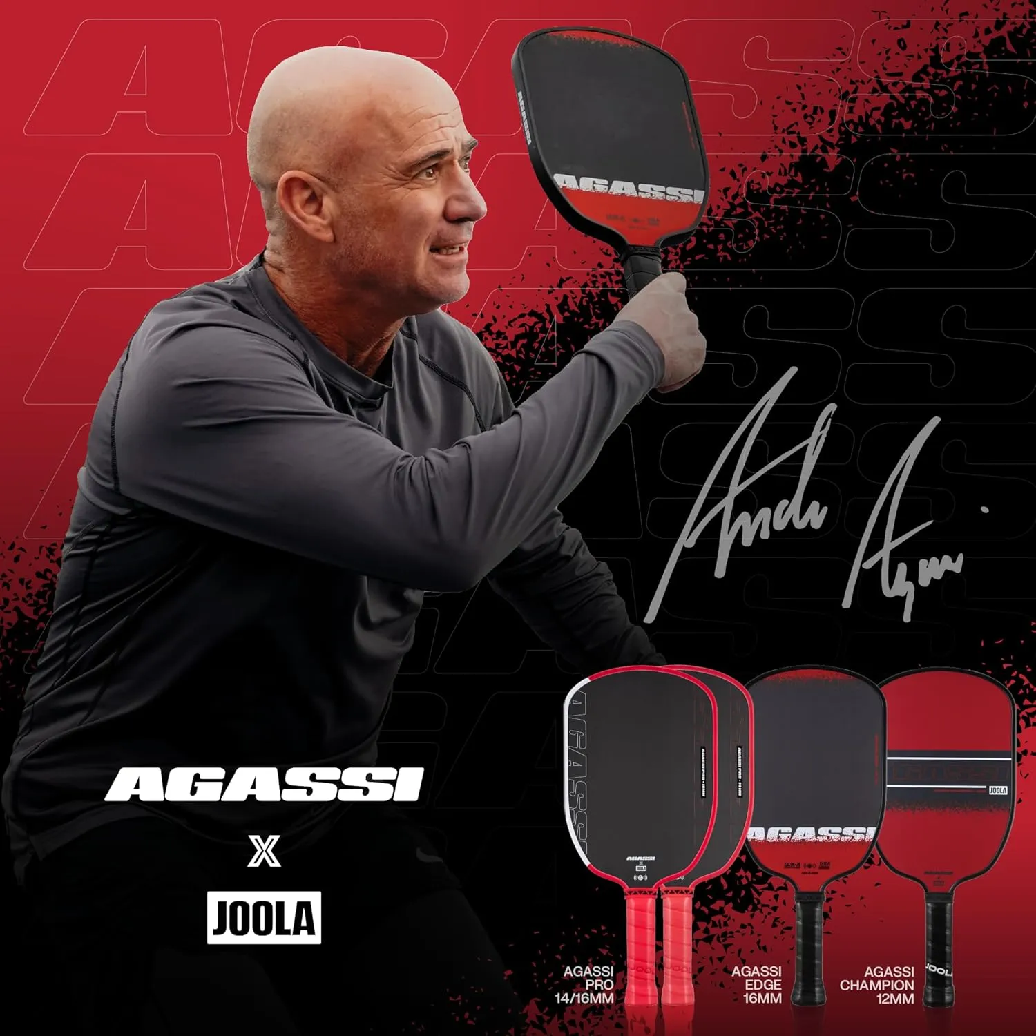 JOOLA Agassi PRO IV 16mm Pickleball Paddle w/Extended Sweet Spot - Carbon Fiber Surface Increases Spin & Control - SK Film for Power & Larger Sweet spot - UPA-A Certified - USAP Approved - NFC Chip