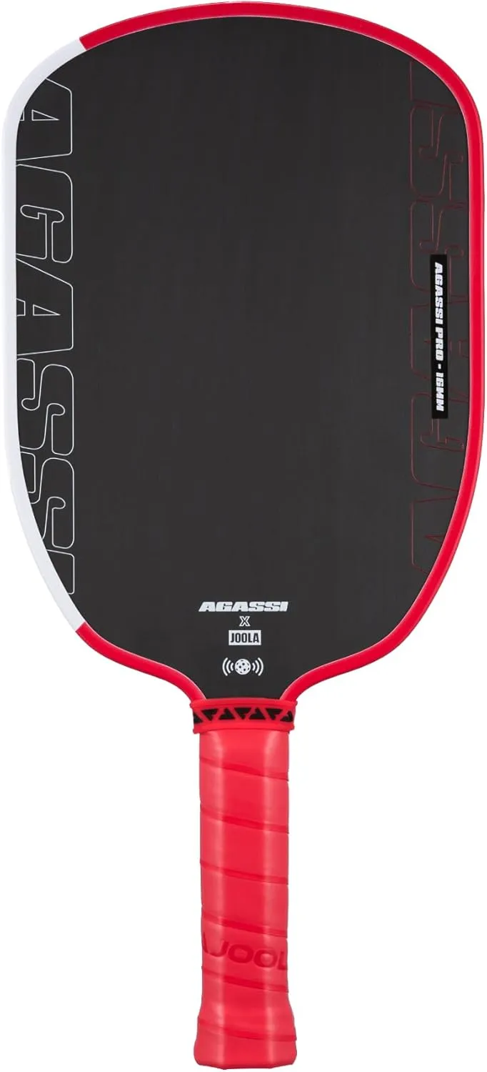 JOOLA Agassi PRO IV 16mm Pickleball Paddle w/Extended Sweet Spot - Carbon Fiber Surface Increases Spin & Control - SK Film for Power & Larger Sweet spot - UPA-A Certified - USAP Approved - NFC Chip