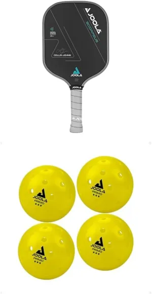 JOOLA Collin Johns Scorpeus Pickleball Paddle - Charged Surface Tech for Power & Feel - Carbon Fiber, Large Sweet Spot - USAPA Approved, 16mm Core   JOOLA Primo Indoor/Outdoor Pickleball Balls