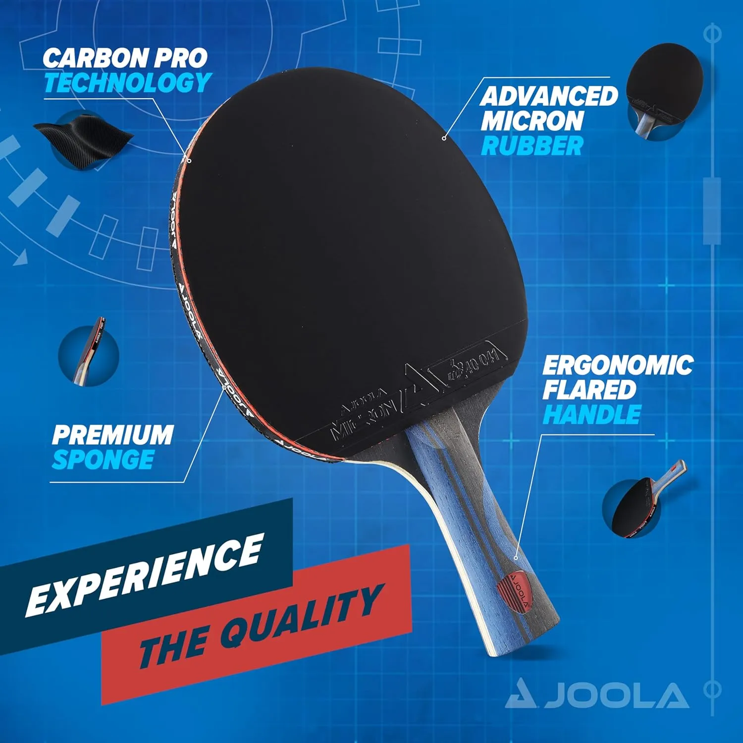 JOOLA Infinity Edge - Tournament Performance Ping Pong Paddle w/ Carbon Pro Technology - Black Rubber on Both Sides - Competition Ready - Table Tennis Racket for Advanced Training - Designed for Speed