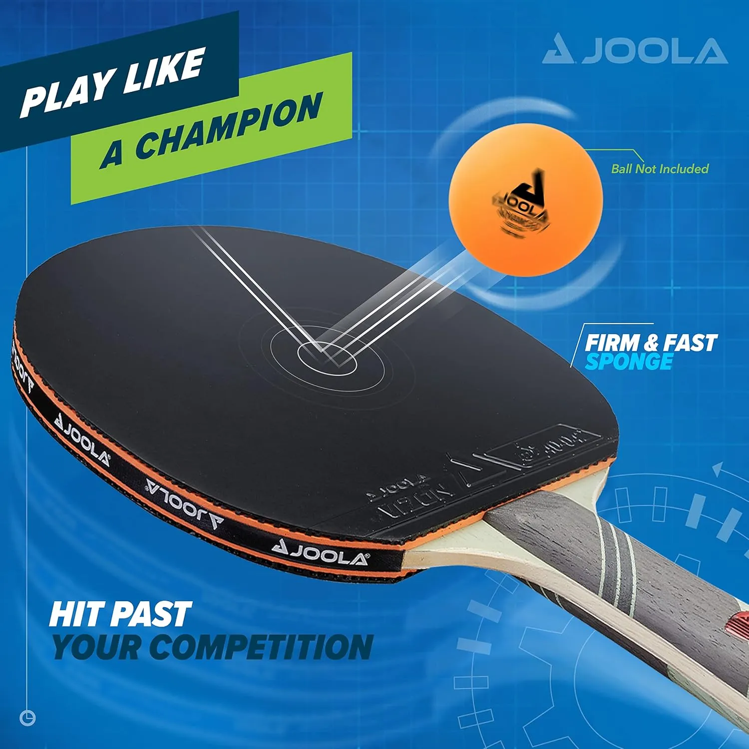 JOOLA Omega Speed - Table Tennis Racket for Advanced Training with Flared Handle - Tournament Level Ping Pong Paddle with Vizon Table Tennis Rubber- Designed for Speed