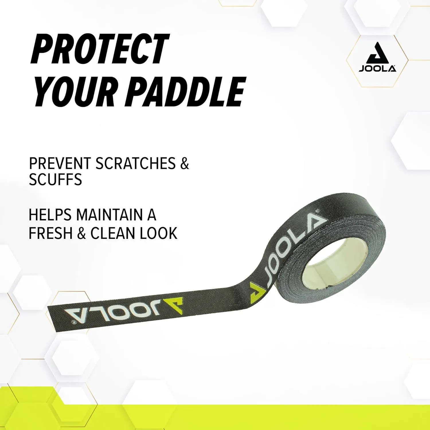 JOOLA Pickleball Paddle Edge Tape - Protects Edge Guard & Covers Lead Tape for Paddles - Fits Any Brand & Most Sizes of Pickleball Rackets - 5 Meter Extra Long Roll for 6 Racquettes