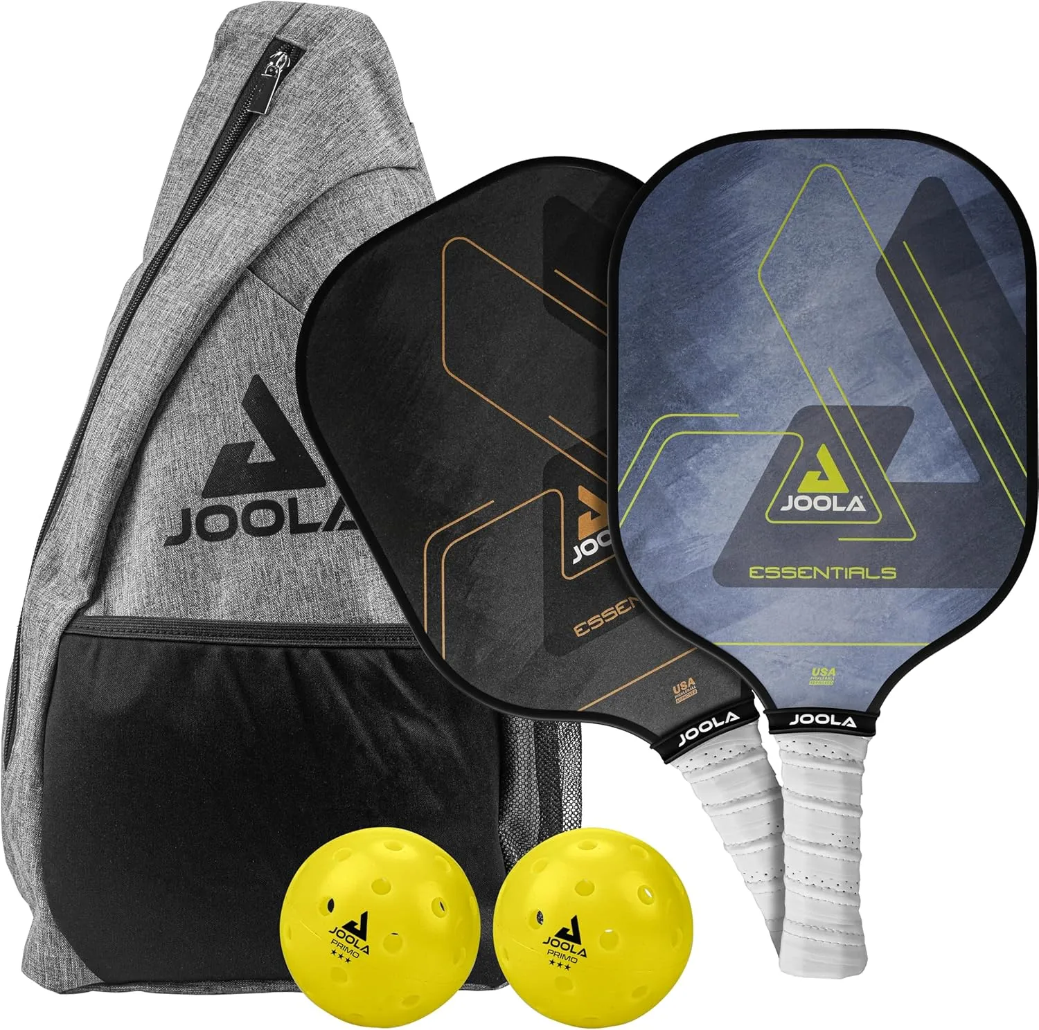 JOOLA Pickleball Paddles & Sets – Agassi Shape or Essentials – Fiberglass or Carbon Fiber Surface – UPA-A & USAP Approved – Single Paddle or Pickleball Set with Balls & Bag – Enhanced Spin & Control