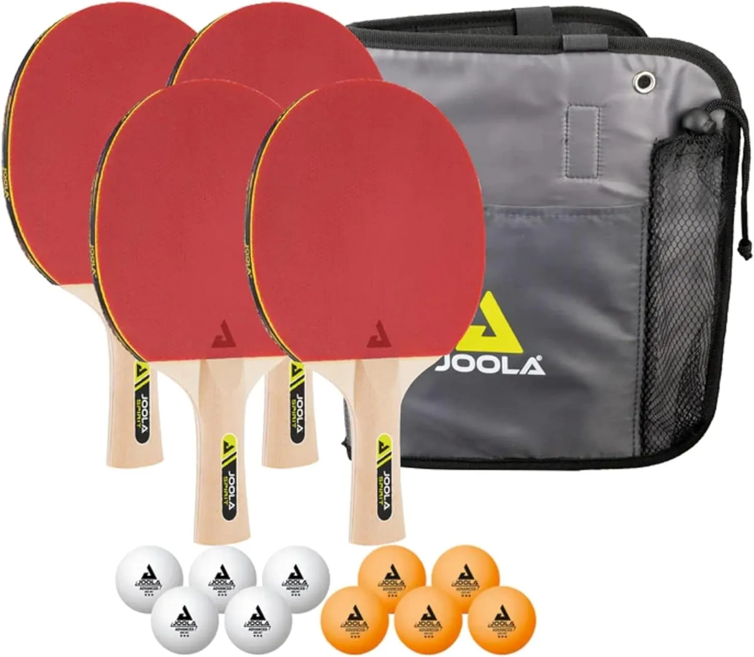 JOOLA Premium Table Tennis Set - 4 Regulation Ping Pong Paddles,Training Ping Pong Balls and Carrying Case - for Training and Recreational Play - Indoor and Outdoor Compatible