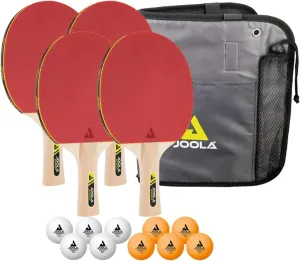 JOOLA Premium Table Tennis Set - 4 Regulation Ping Pong Paddles,Training Ping Pong Balls and Carrying Case - for Training and Recreational Play - Indoor and Outdoor Compatible