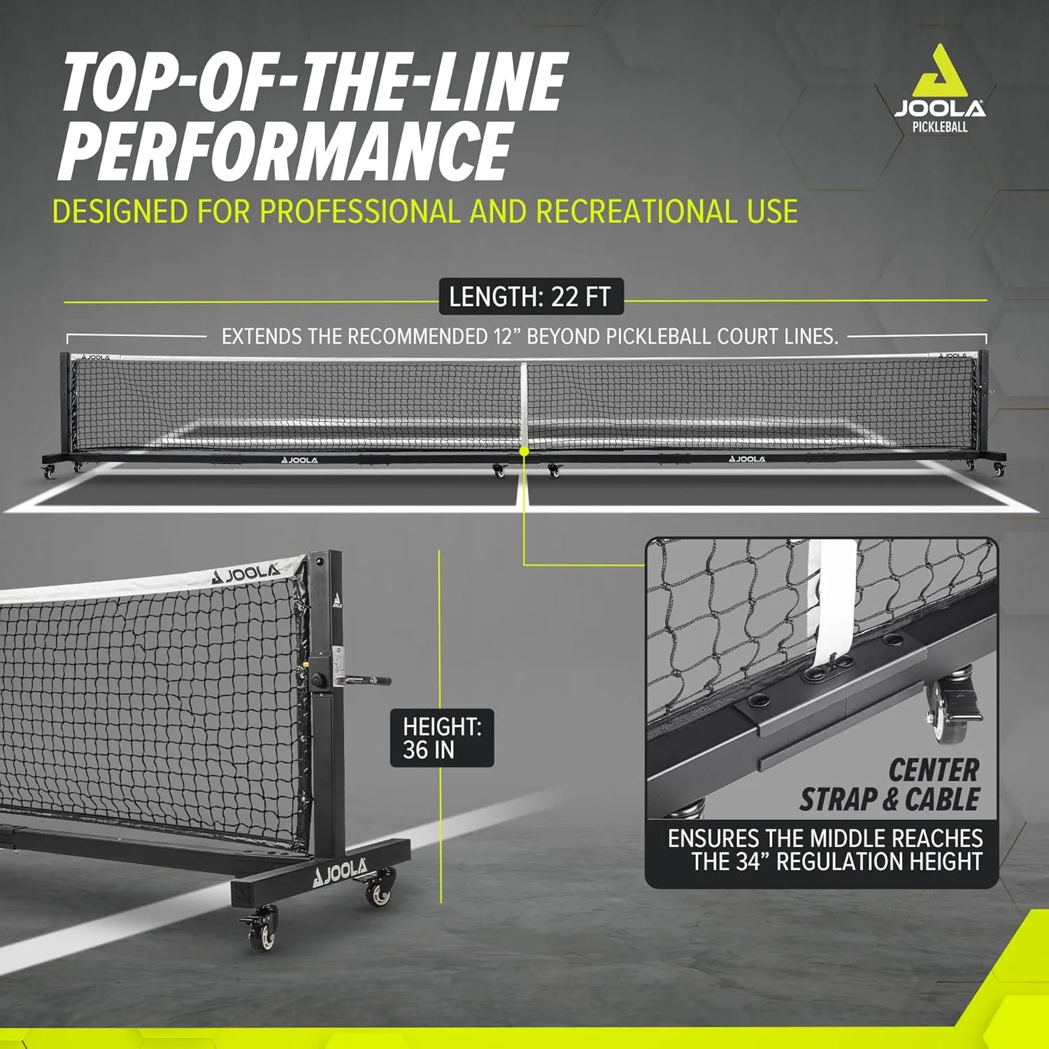 JOOLA Pro Pickleball Net – Portable Outdoor Pickleball Net System – Heavy Duty, Tournament Grade Net for Outside & Indoor Pickleball Courts