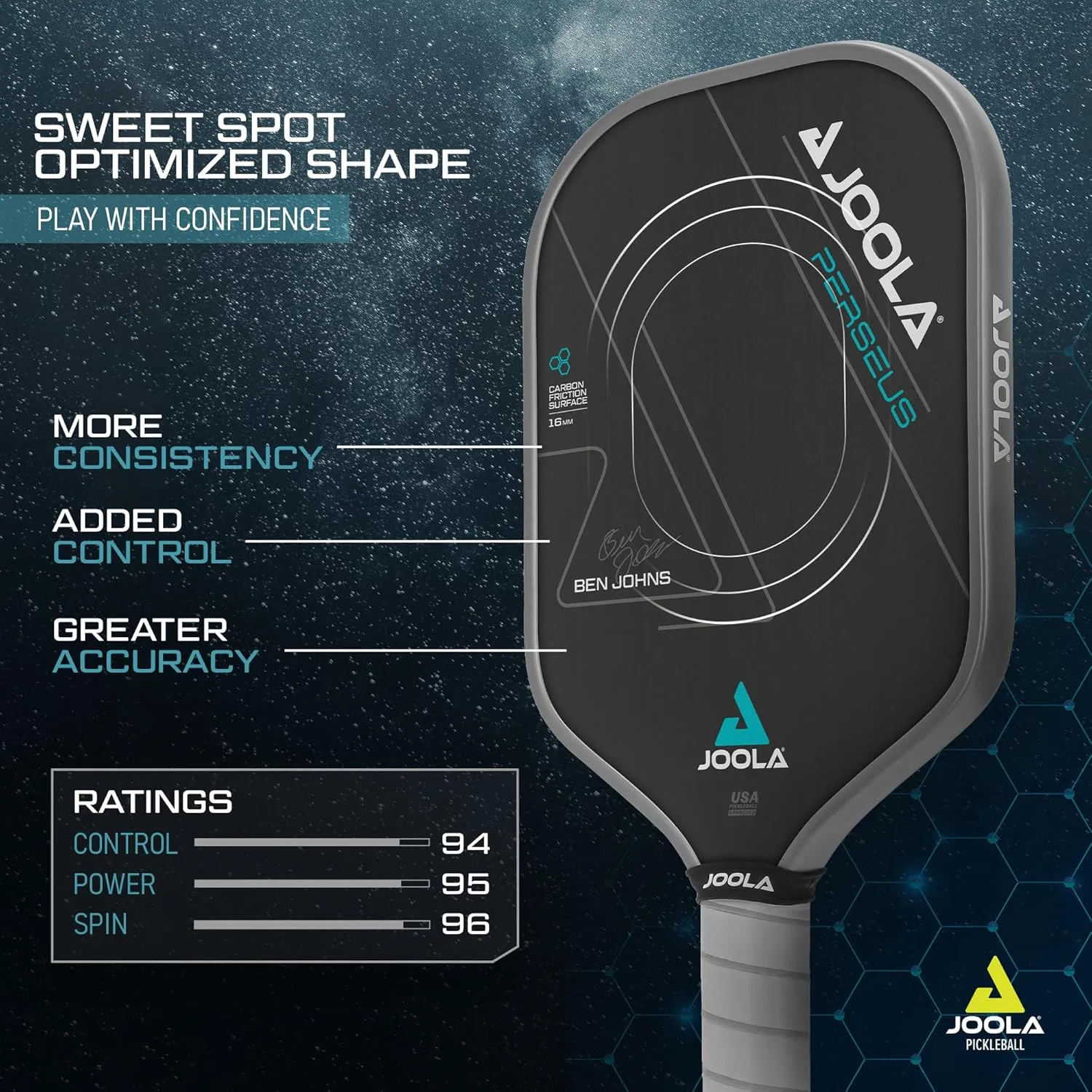 JOOLA Professional Pickleball Paddles – Charged Surface Technology for Power & Feel – Select Perseus or Hyperion Shape – Fully Encased Carbon Fiber – USAP Approved – Well Balanced w/Pop & Control
