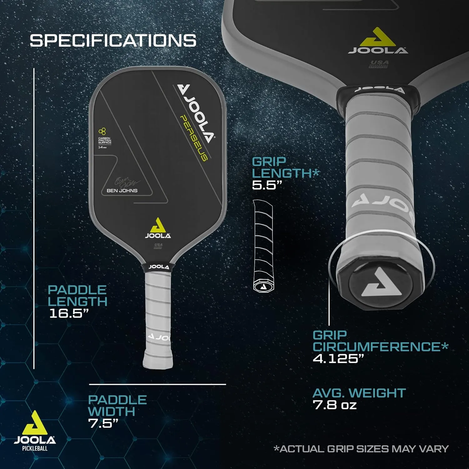 JOOLA Professional Pickleball Paddles – Charged Surface Technology for Power & Feel – Select Perseus or Hyperion Shape – Fully Encased Carbon Fiber – USAP Approved – Well Balanced w/Pop & Control