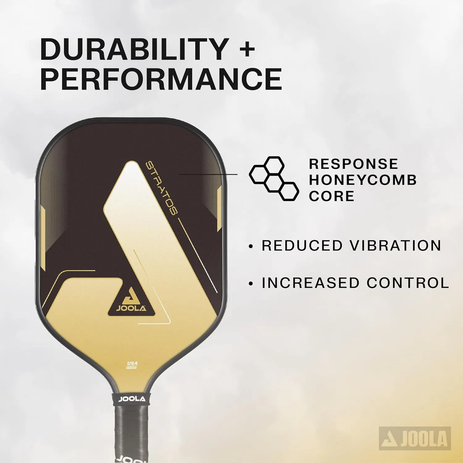 JOOLA Stratos or Essentials Pickleball Paddle – Reinforced Fiberglass Surface, Honeycomb Polypropylene Core, USAPA Approved, Durable & Beginner-Friendly Pickleball Racket with Comfortable Grip