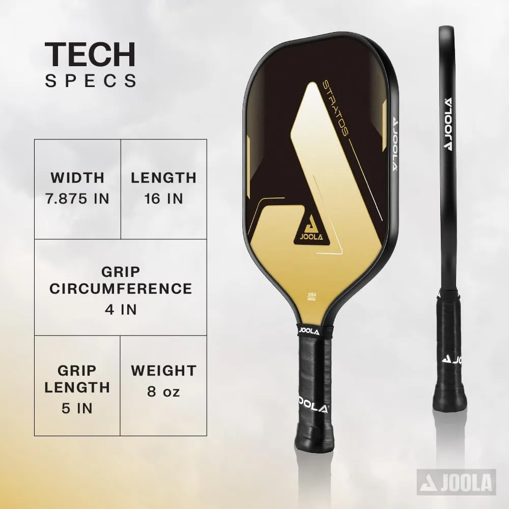 JOOLA Stratos or Essentials Pickleball Paddle – Reinforced Fiberglass Surface, Honeycomb Polypropylene Core, USAPA Approved, Durable & Beginner-Friendly Pickleball Racket with Comfortable Grip