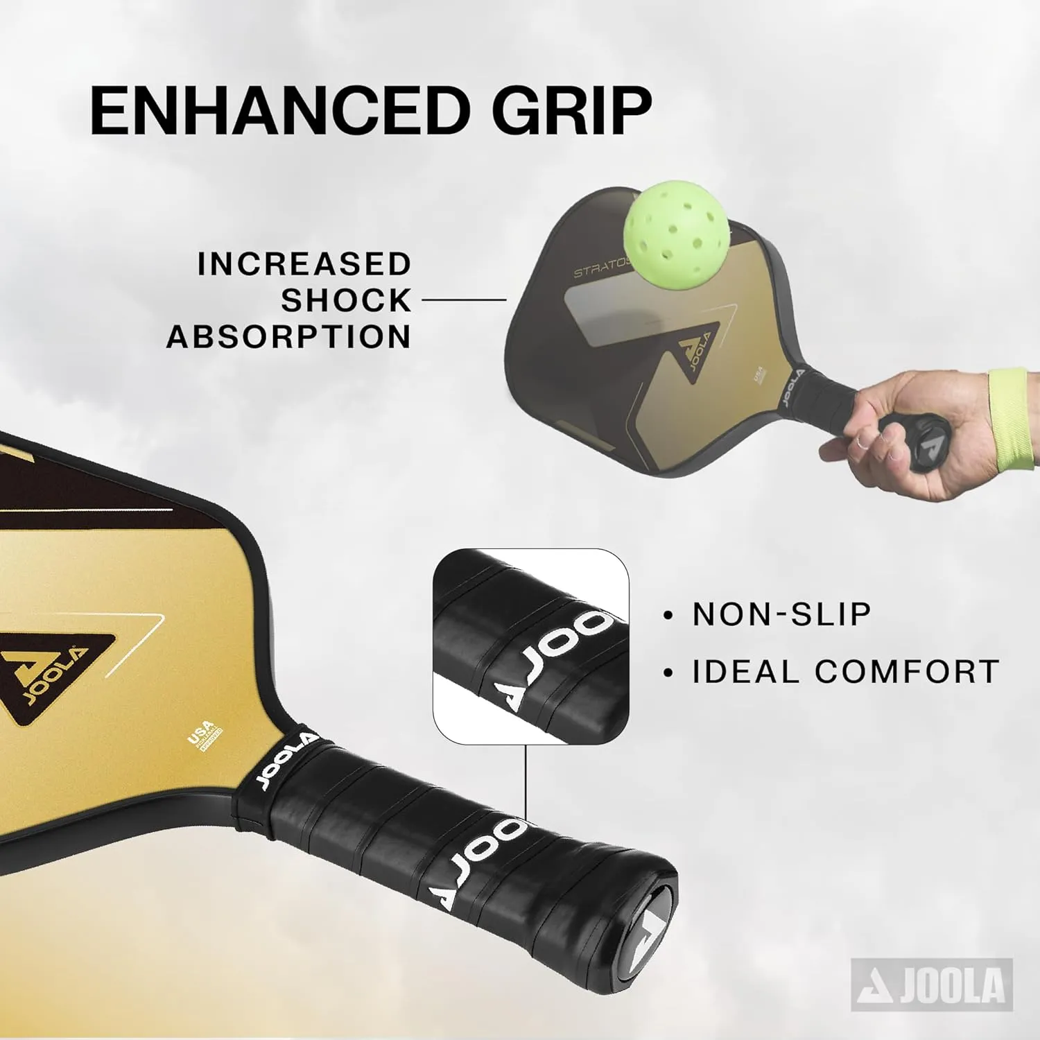 JOOLA Stratos or Essentials Pickleball Paddle – Reinforced Fiberglass Surface, Honeycomb Polypropylene Core, USAPA Approved, Durable & Beginner-Friendly Pickleball Racket with Comfortable Grip