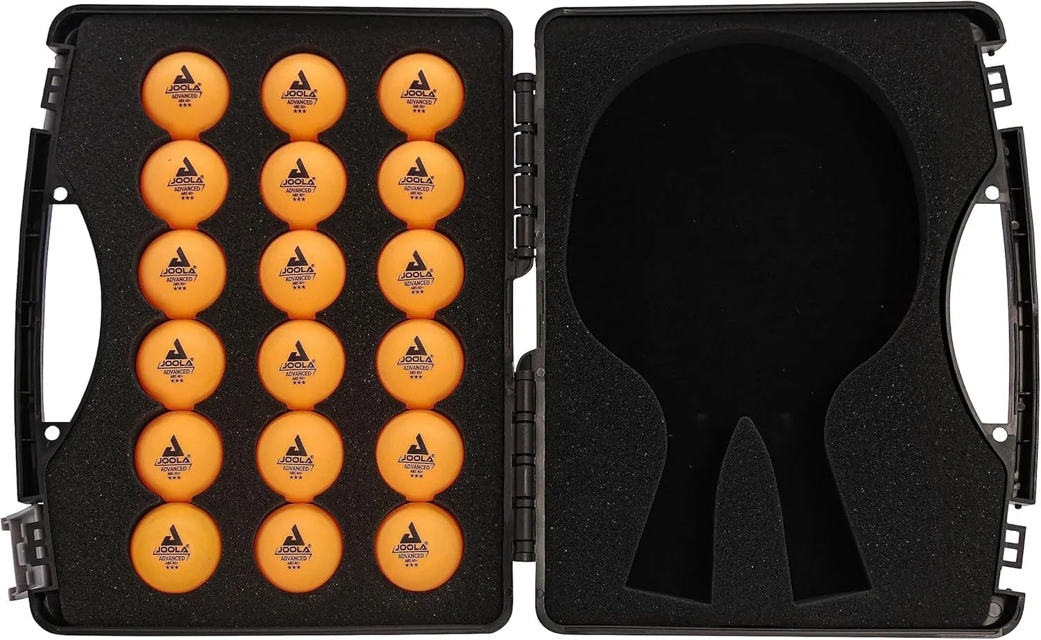 JOOLA Tour Paddle Carrying Case - 18 40mm 3 Star Ping Pong Balls & Space for 2 Rackets - Durable EVA Foam Lined