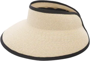 Joywant Womens Sun Visor Hats, Packable Wide Brim Ponytail Beach Hat Straw Visor Summer Beach Vacation Essentials for Womens
