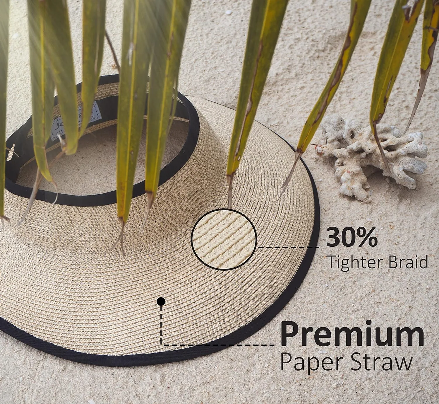 Joywant Womens Sun Visor Hats, Packable Wide Brim Ponytail Beach Hat Straw Visor Summer Beach Vacation Essentials for Womens