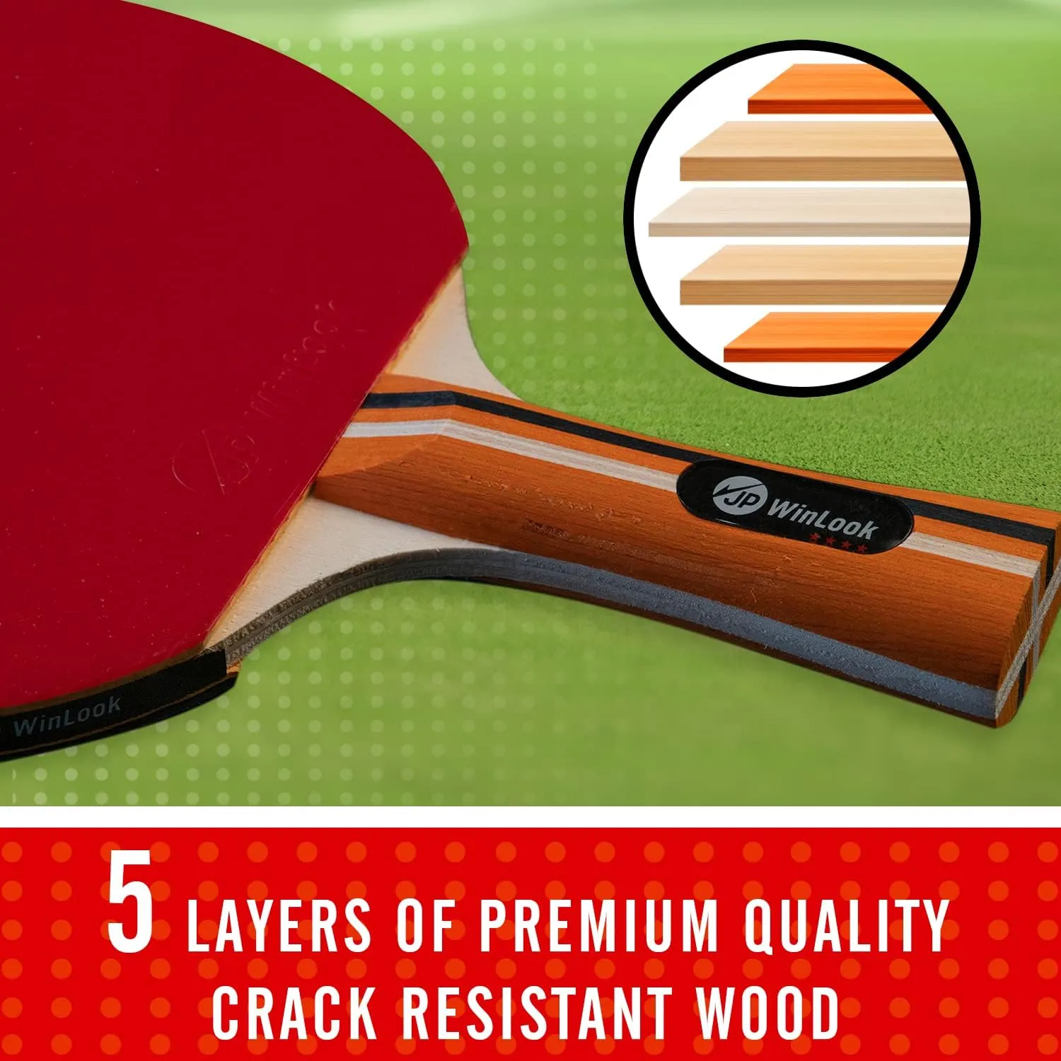 JP WinLook Ping Pong Paddles Sets - Portable Table Tennis Paddle Set with Ping Pong Paddles Professional Case & Ping Pong Balls - Premium Table Tennis Racket Player Set for Indoor & Outdoor Games