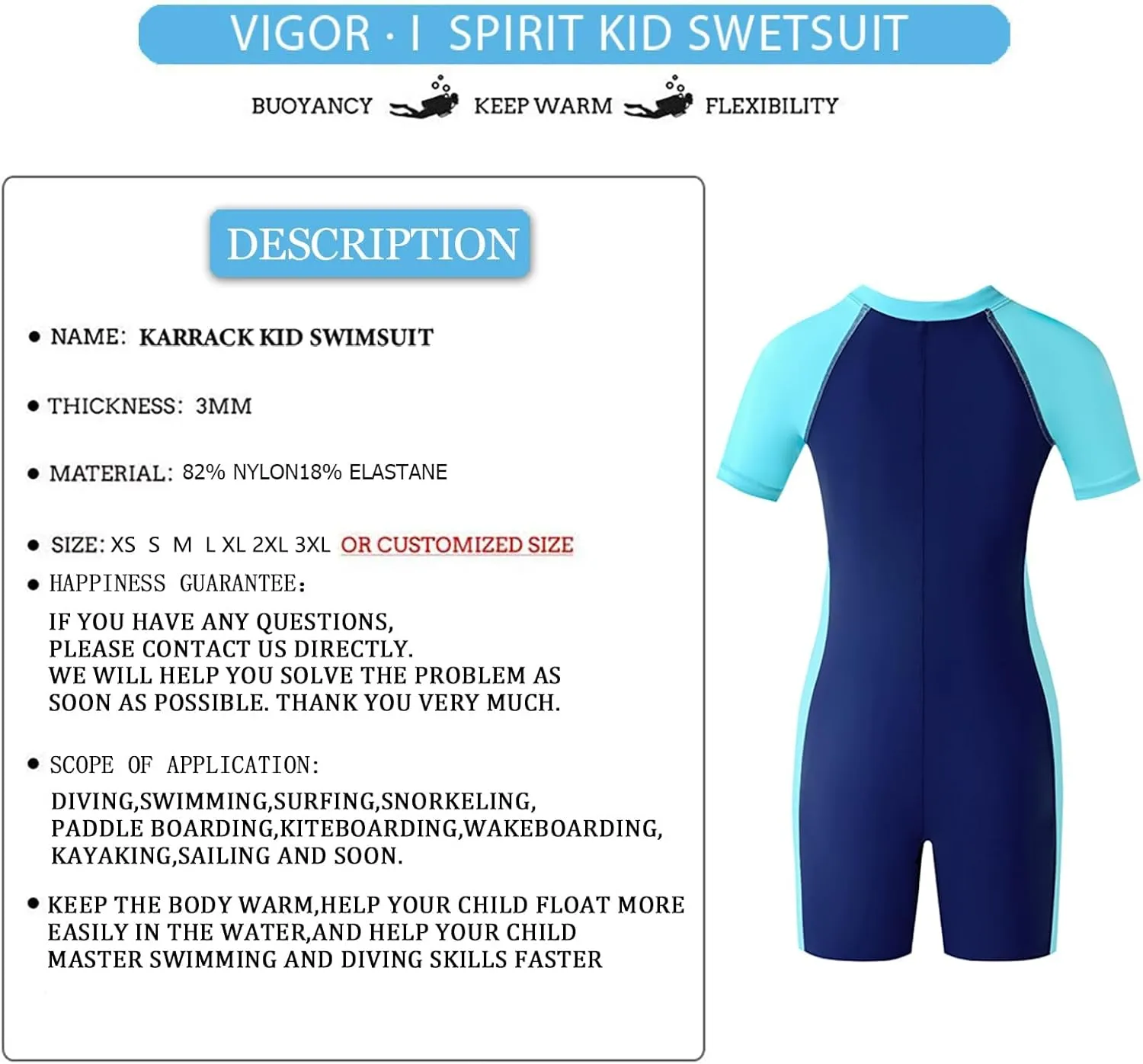 karrack Girls and Boys One Piece Rash Guard Swimsuit Kid Water Sport Short Swimsuit UPF 50  Sun Protection Bathing Suits