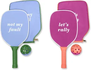 Kate Spade New York Let's Rally Blue and Pink Pickleball Set Including 2 Paddles, 2 Paddle Covers, and 2 Pickleball Balls Two Tone, Let's Rally