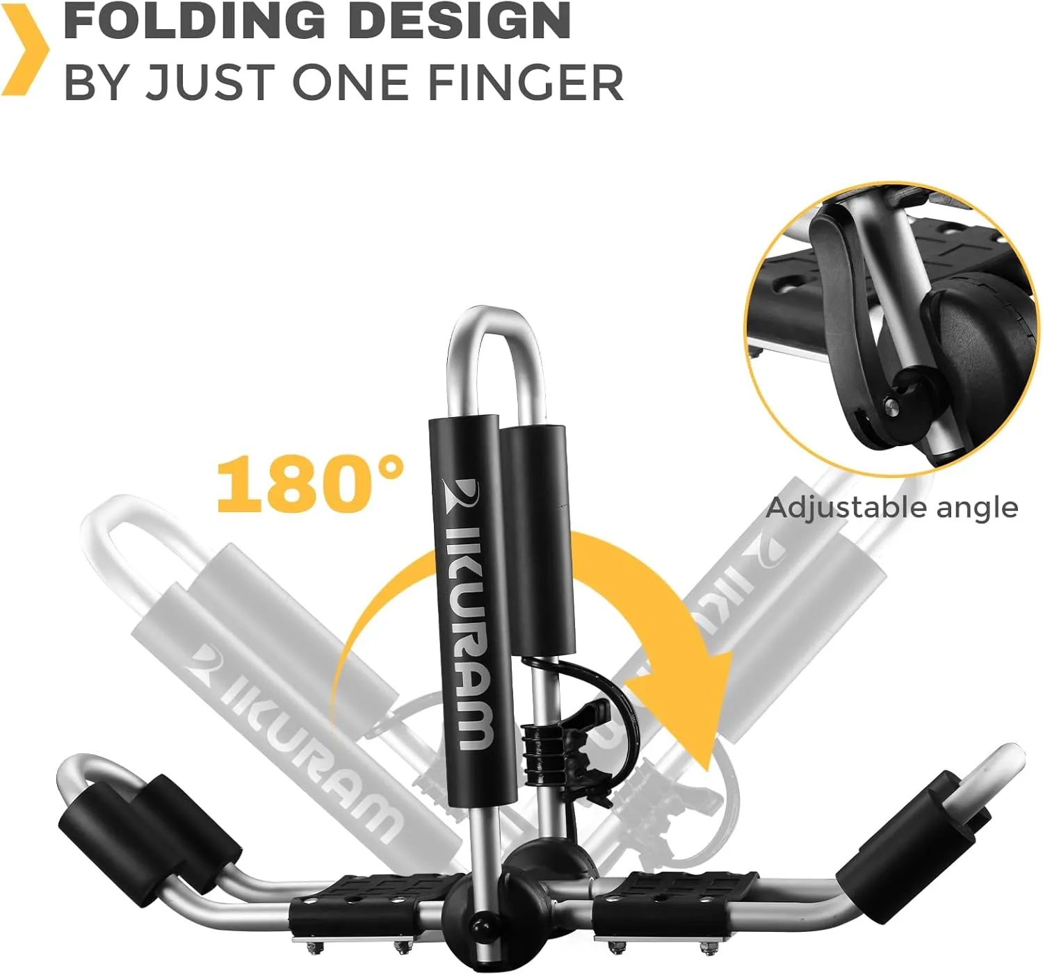 Kayak Roof Rack, Aluminum Kayak Carrier Folding J-Style Universal 4-in-1 Multifunction for Canoe, SUP, Kayaks, Surfboard Rooftop Mount on SUV, Car and Truck Crossbars