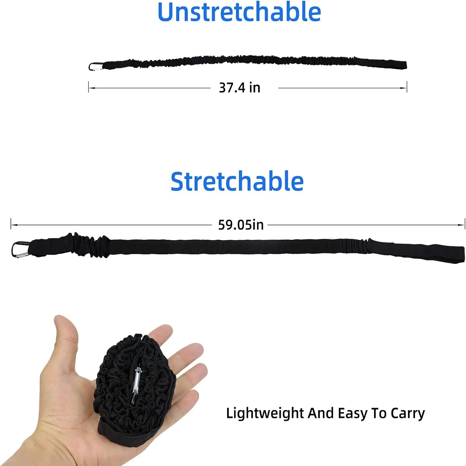 Kayaking Paddle Leash Tether 1 Pack-Stretchable Coiled Lanyard for Kayak, Paddle, Fishing Rod Extend to 59Inch (Black)