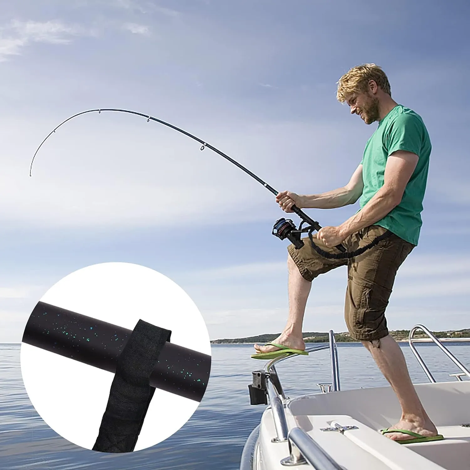 Kayaking Paddle Leash Tether 1 Pack-Stretchable Coiled Lanyard for Kayak, Paddle, Fishing Rod Extend to 59Inch (Black)