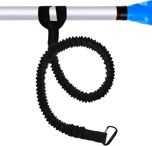 Kayaking Paddle Leash Tether 1 Pack-Stretchable Coiled Lanyard for Kayak, Paddle, Fishing Rod Extend to 59Inch (Black)