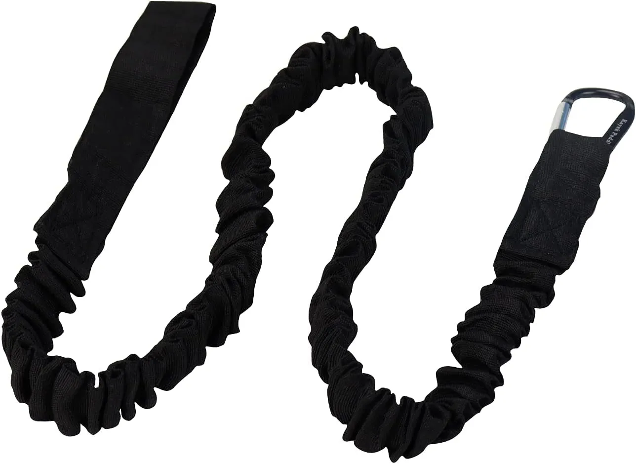 Kayaking Paddle Leash Tether 1 Pack-Stretchable Coiled Lanyard for Kayak, Paddle, Fishing Rod Extend to 59Inch (Black)