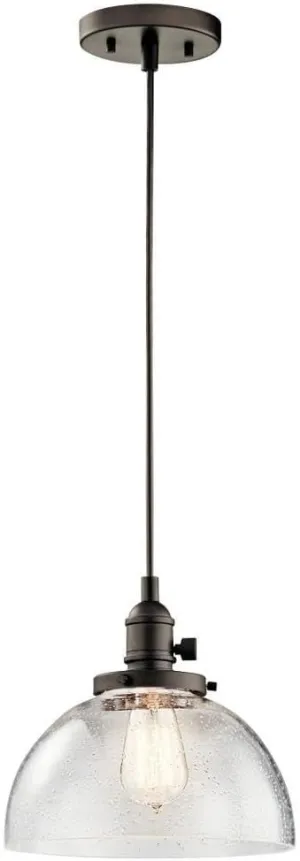 Kichler Avery 9.25" 1 Light Goblet Mini Pendant with Clear Seeded Glass Olde Bronze®
