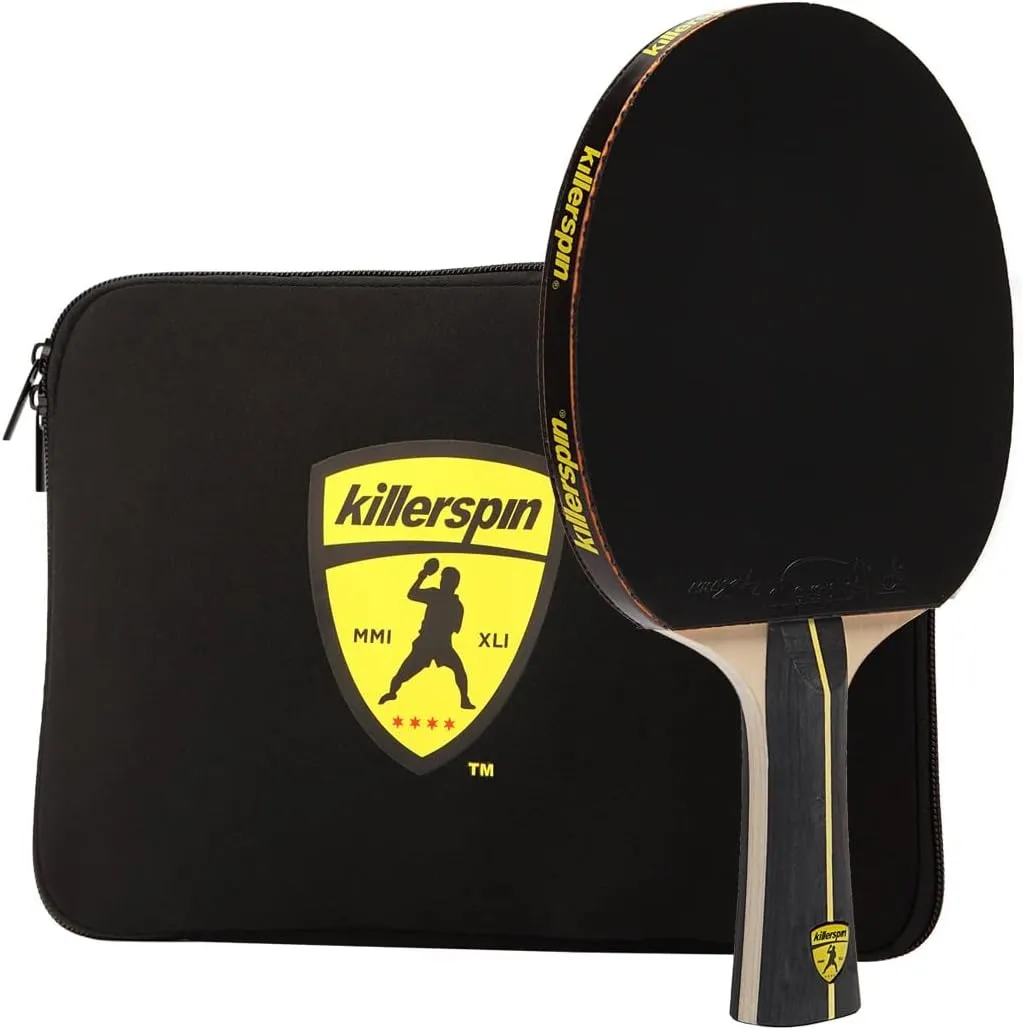 Killerspin Jet Black Ping Pong Paddle - Table Tennis Rackets for Beginner & Advanced Table Tennis Players -Flared Handle – Control with Comfort