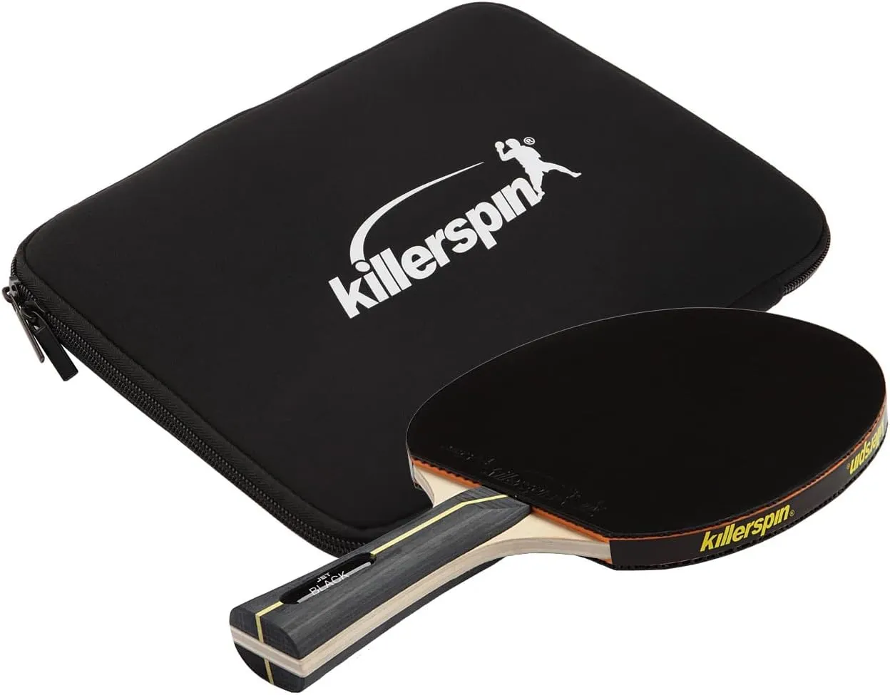 Killerspin Jet Black Ping Pong Paddle - Table Tennis Rackets for Beginner & Advanced Table Tennis Players -Flared Handle – Control with Comfort