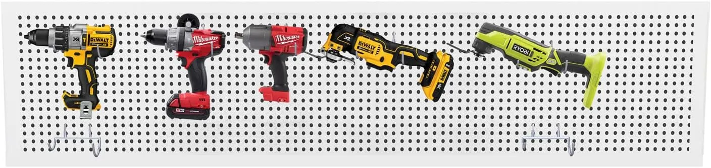 KINOMI 12 Pack Pegboard Hooks Heavy Duty Tool Hooks Pegboard Drill Holder Power Tool Holder, Value Set, Large Pegboard Accessories and Hooks for Tools, Power Drills, Art and Craft Supplies etc