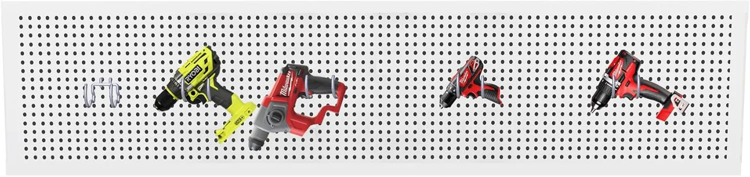 KINOMI 12 Pack Pegboard Hooks Heavy Duty Tool Hooks Pegboard Drill Holder Power Tool Holder, Value Set, Large Pegboard Accessories and Hooks for Tools, Power Drills, Art and Craft Supplies etc