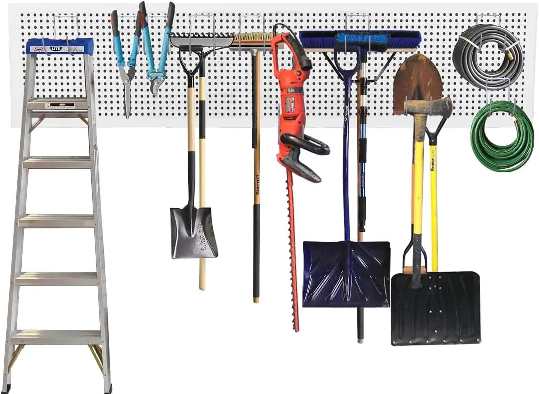 KINOMI 12 Pack Pegboard Hooks Heavy Duty Tool Hooks Pegboard Drill Holder Power Tool Holder, Value Set, Large Pegboard Accessories and Hooks for Tools, Power Drills, Art and Craft Supplies etc