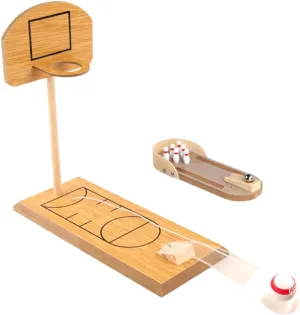Kisangel 2 Sets Mini Desktop Bowling Toy Wooden Set for Adults Boys and Girls Educational Game