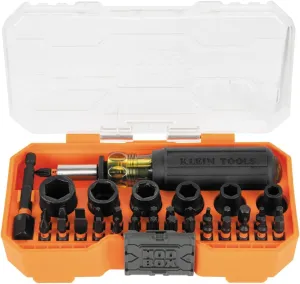 Klein Tools 33805 ProFlex 38-Piece SAE Impact Driver Tool Set with Modular Case, S2 Steel, Magnetic, Adjustable Screwdriver, 29 Bits, 6 SAE Socket Sizes