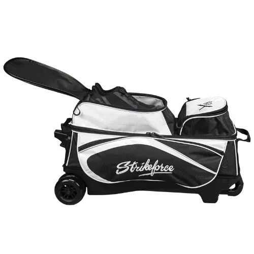 KR Strikeforce Drive Black/White Triple Roller Double Wheel Bowling Bag